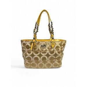 Coach Y2K Madison Tribeca Op Art Gold Sateen & Patent Leather Tote